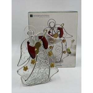 International‎ Silver Company Stained Glass Votive Angel With Mandolin EEC